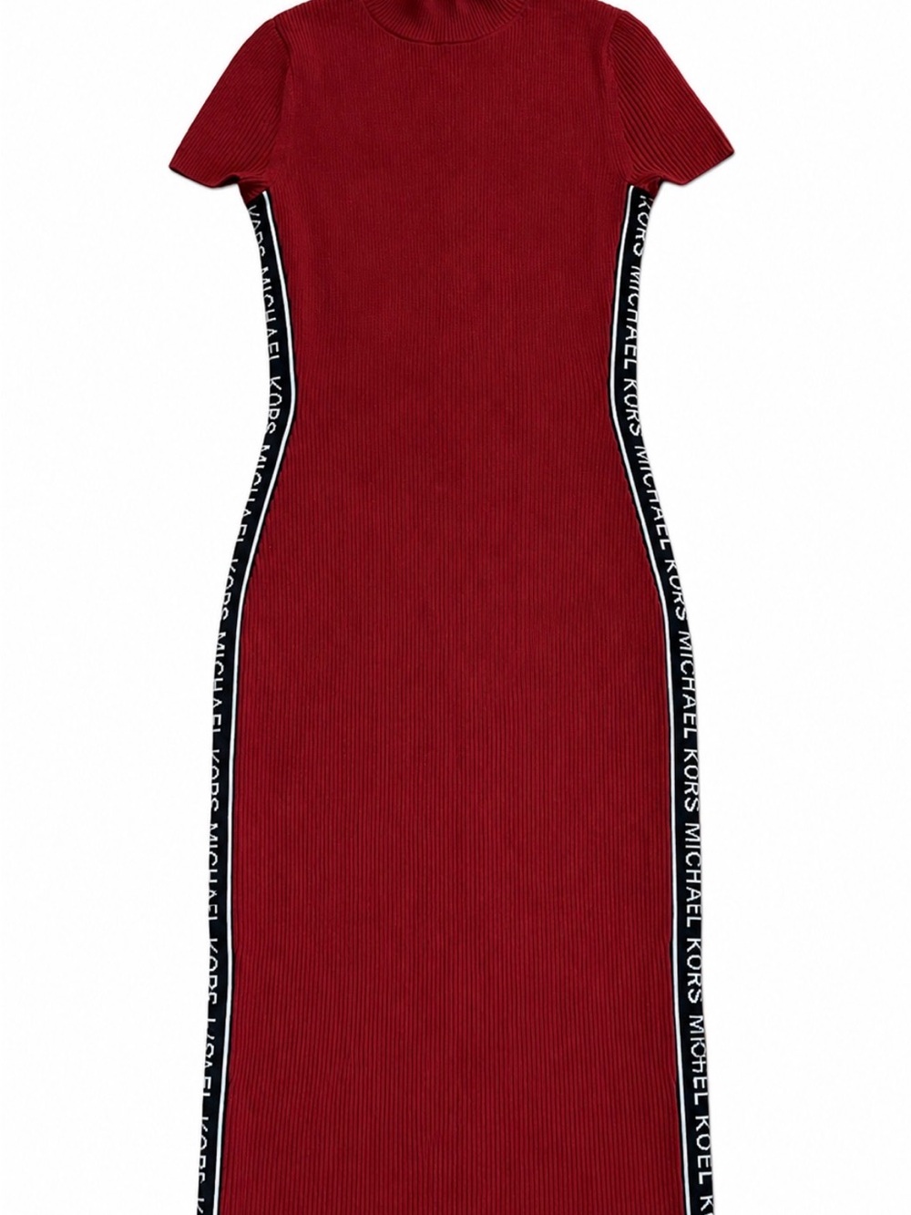 Michael Kors Burgundy Ribbed Side-Logo Maxi Dress
